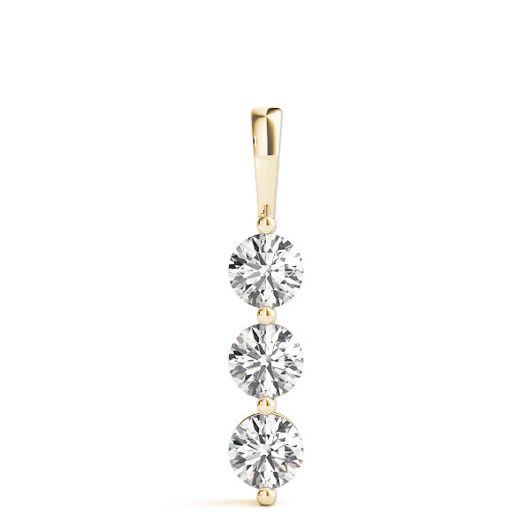 14K Yellow Gold 3-Stone Diamond Pendant