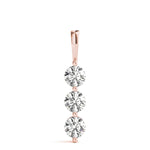14K Rose Gold 1 CT Diamond 3-Stone Pendant