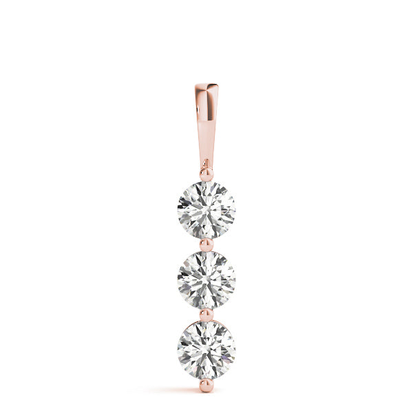 14K Rose Gold 1 CT Diamond 3-Stone Pendant