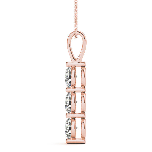 14K Rose Gold 1 CT Diamond 3-Stone Pendant