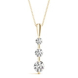 14K Yellow Gold Round Diamond Three-Stone Pendant
