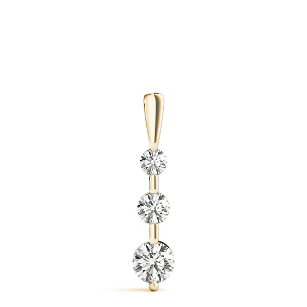 14K Yellow Gold Round Diamond Three-Stone Pendant