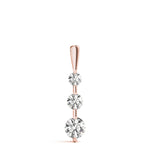 14K Rose Gold Diamond Three Stone Pendant Necklace