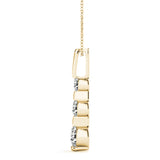 14K Yellow Gold Round Diamond Three-Stone Pendant