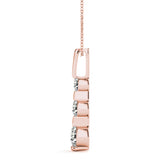 14K Rose Gold Diamond Three Stone Pendant Necklace