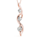 14K Rose Gold 0.35ctw Diamond Three-Stone Pendant