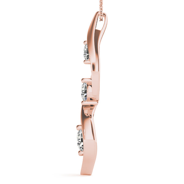 14K Rose Gold 0.35ctw Diamond Three-Stone Pendant