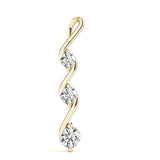 14K Yellow Gold Round Diamond Three Stone Pendant