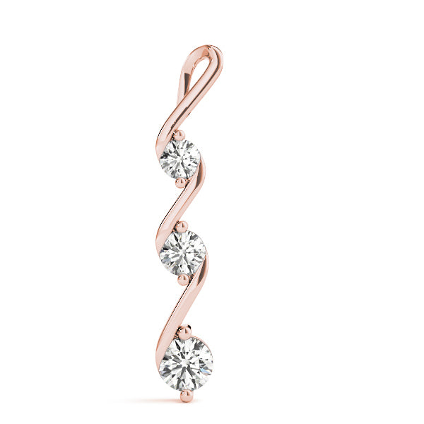 14K Rose Gold Diamond Three Stone Pendant 0.35ctw