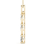 14K Yellow Gold Round Diamond Three Stone Pendant