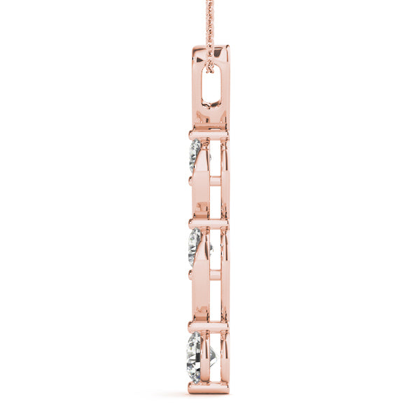 14K Rose Gold Diamond Three Stone Pendant 0.35ctw