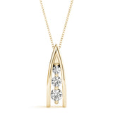 14K Yellow Gold 0.3ctw Diamond Three-Stone Pendant