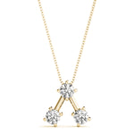 14K Yellow Gold 3-Stone Diamond Pendant