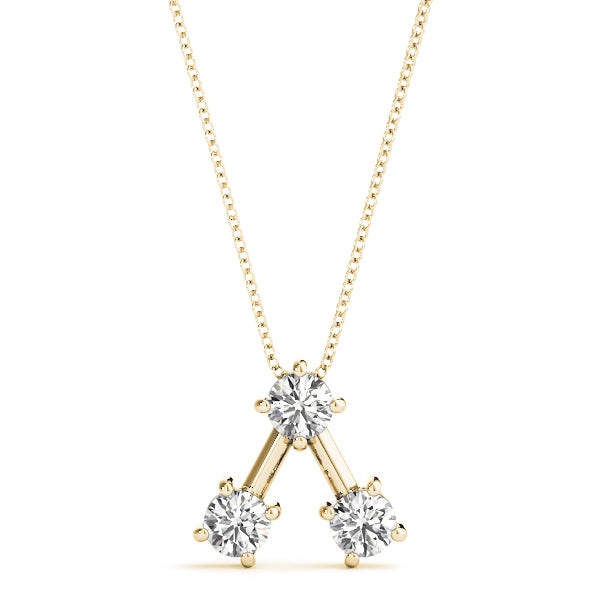 14K Yellow Gold 3-Stone Diamond Pendant