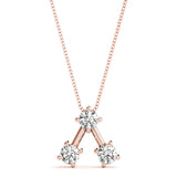 14K Rose Gold 1 CT Diamond 3-Stone Pendant