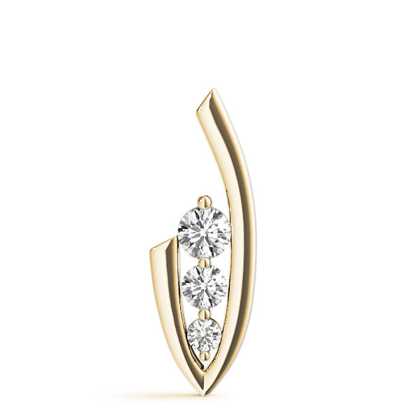 14K Yellow Gold Diamond Three Stone Pendant Necklace