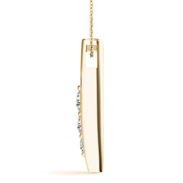 14K Yellow Gold Diamond Three Stone Pendant Necklace