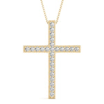 18K Yellow Gold Diamond Cross Pendant