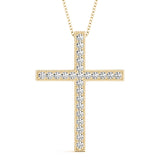 18K Yellow Gold Diamond Cross Pendant