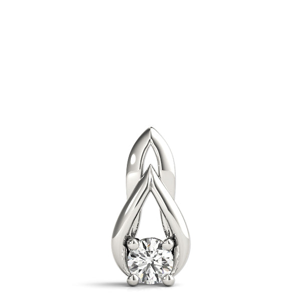 14K White Gold 1/3 CT Round Diamond Pendant Necklace