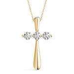 14K Yellow Gold Diamond Cross Pendant