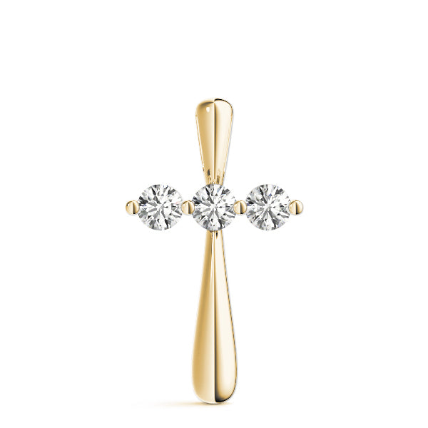 14K Yellow Gold Diamond Cross Pendant