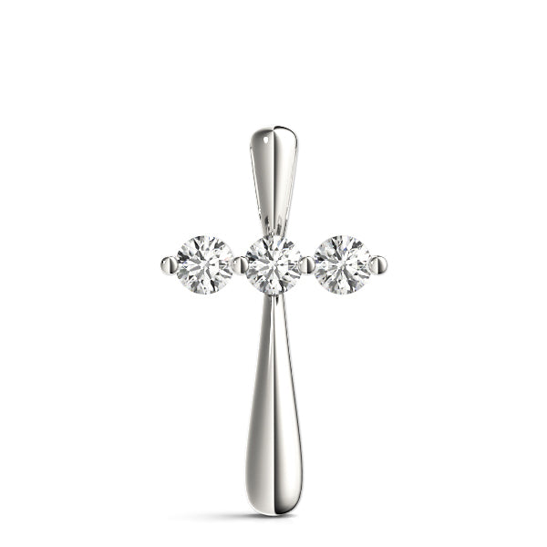 18K White Gold Multi-Diamond Fashion Cross Pendant