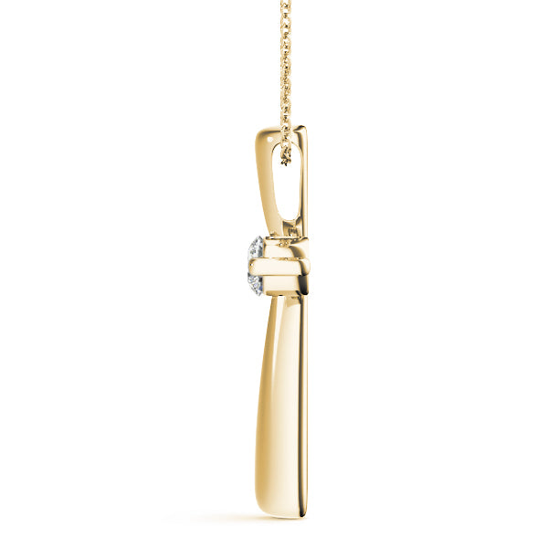 14K Yellow Gold Diamond Cross Pendant
