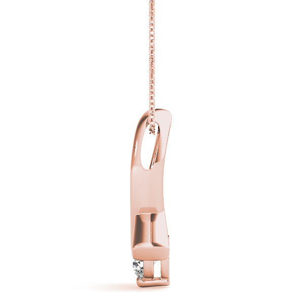 14K Rose Gold Round Diamond Solitaire Pendant