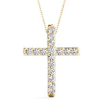 14K Yellow Gold Diamond Cross Pendant