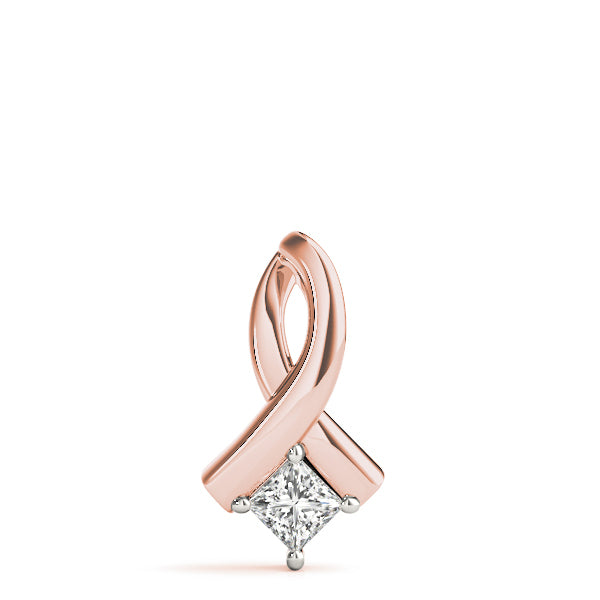 14K Rose Gold Square Diamond Pendant Necklace