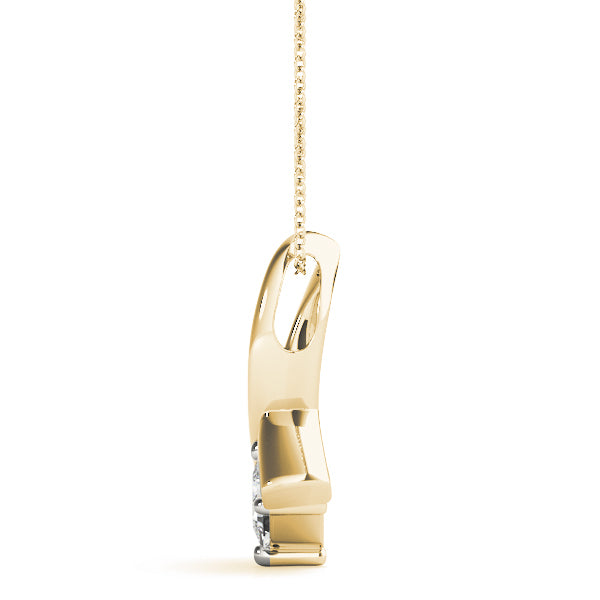 14K Yellow Gold Square Diamond Pendant | 0.32 CT Solitaire