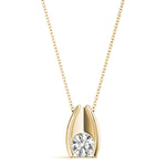 14K Yellow Gold Round Diamond Solitaire Pendant