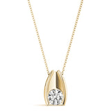 14K Yellow Gold Round Diamond Solitaire Pendant