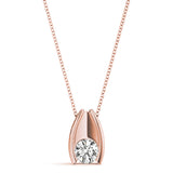 14K Rose Gold 1/3 CT Diamond Solitaire Pendant