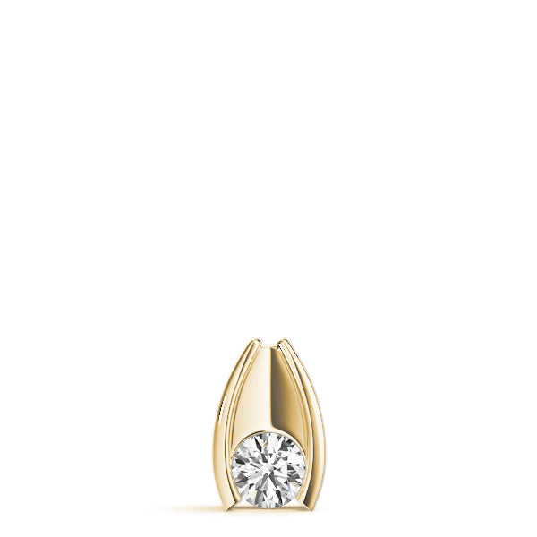 14K Yellow Gold Round Diamond Solitaire Pendant