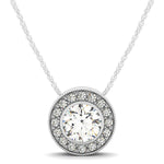 Multi-Diamond Round Halo Pendant
