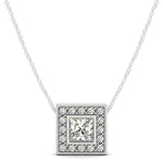 Round Diamond Halo Pendant | 24 Stones