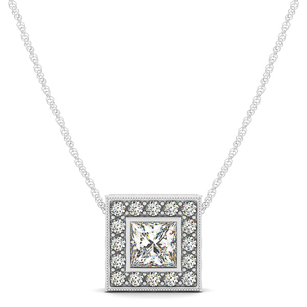 Round Diamond Halo Pendant | 24 Stones