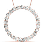 14K Rose Gold Round Diamond Circle Pendant