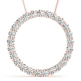 14K Rose Gold Round Diamond Circle Pendant