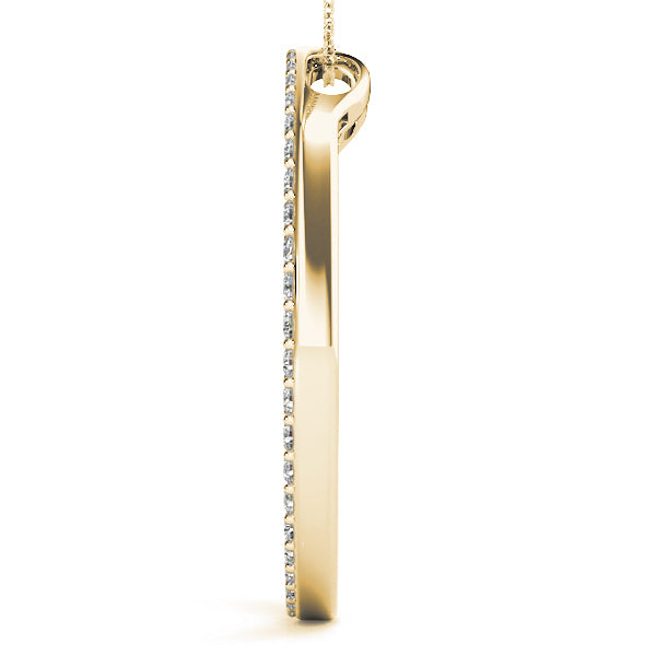 14K Yellow Gold Round Diamond Circle Pendant