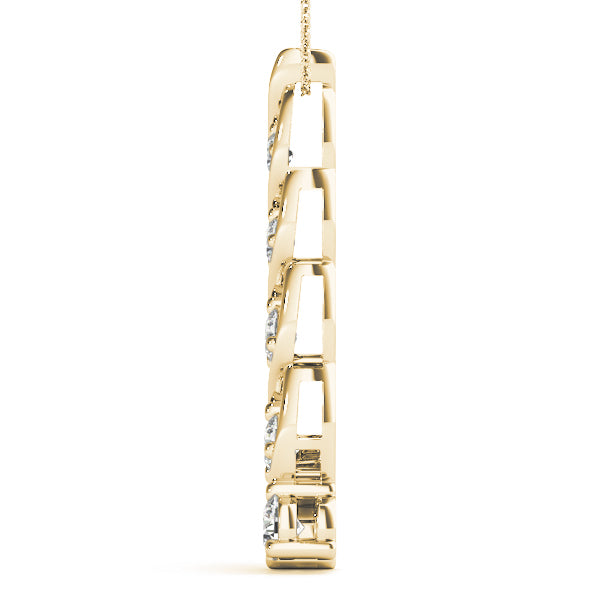 14K Yellow Gold Round Diamond Journey Pendant