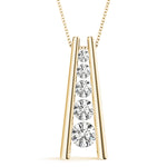 14K Yellow Gold Diamond Journey Pendant Necklace