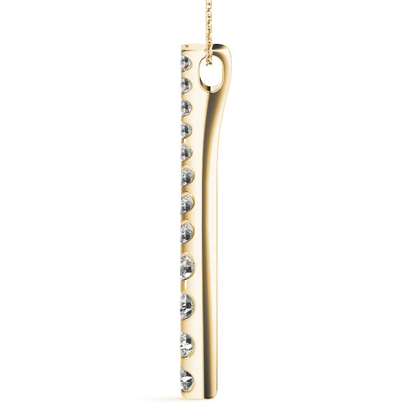 14K Yellow Gold Round Diamond Journey Pendant