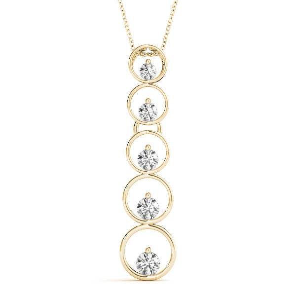 14K Yellow Gold Round Diamond Journey Pendant