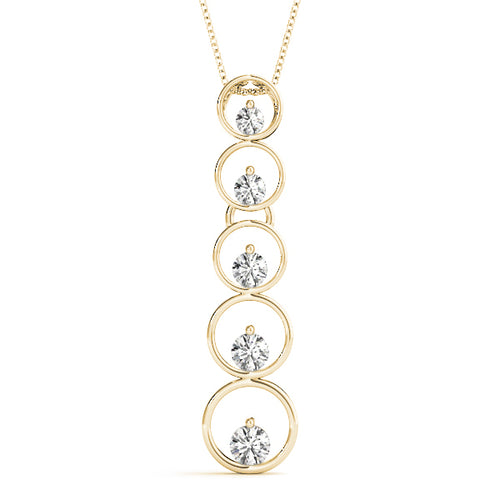 14K Yellow Gold Round Diamond Journey Pendant