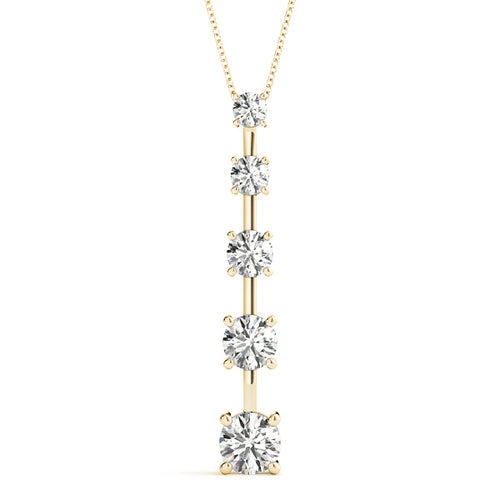 14K Yellow Gold Round Diamond Pendant