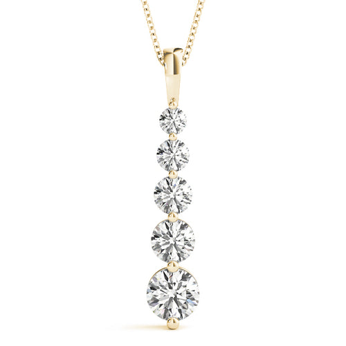 14K Yellow Gold Round Diamond Pendant