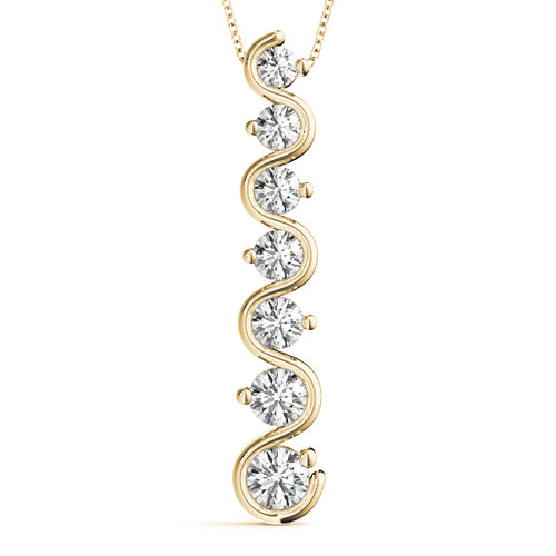 14K Yellow Gold Round Diamond Pendant